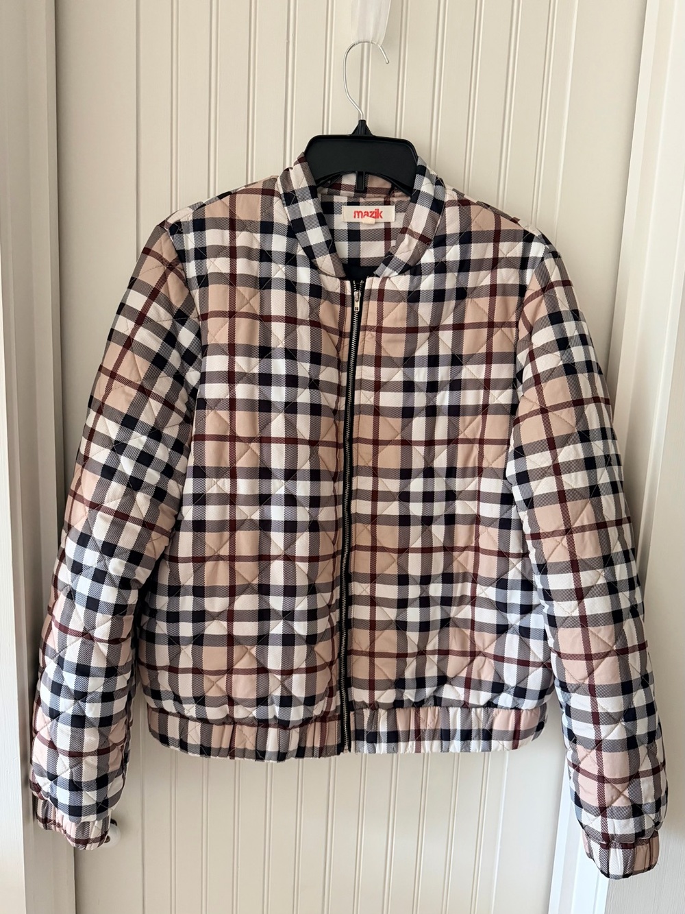 Designer inspired Mazik Plaid Quilted Bomber Jacket - Women's size Large